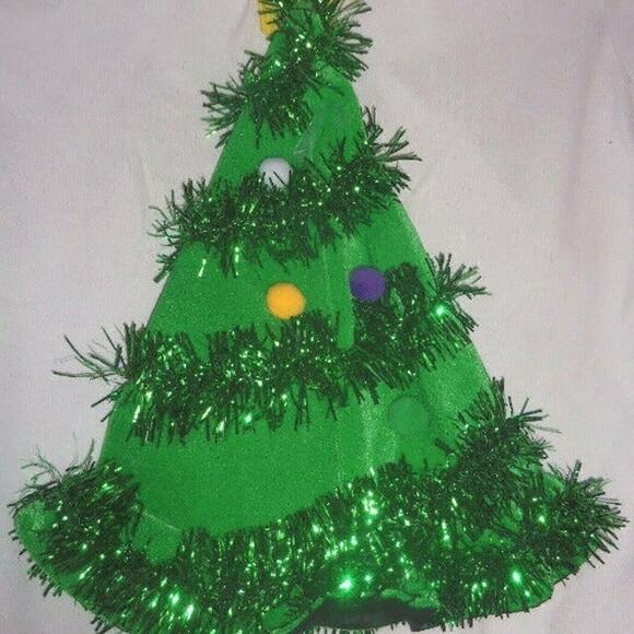 Christmas Tree Santa Hat w/Garland 18" - Picture 2 of 2